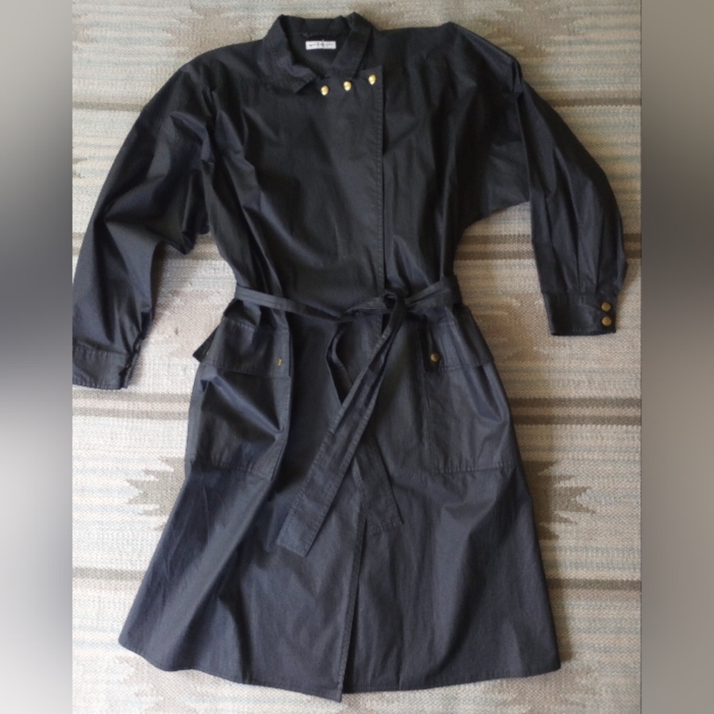 Black Buttoned Trench Coat